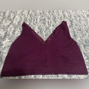 Maurices 3x Mulberry Waffle Thermal Lace Trim Bralette